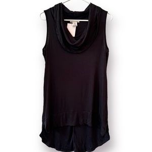 R2d Sleeveless Cowl Neck Tank Top High-Low Hem NWT Career Academia Goth Witch